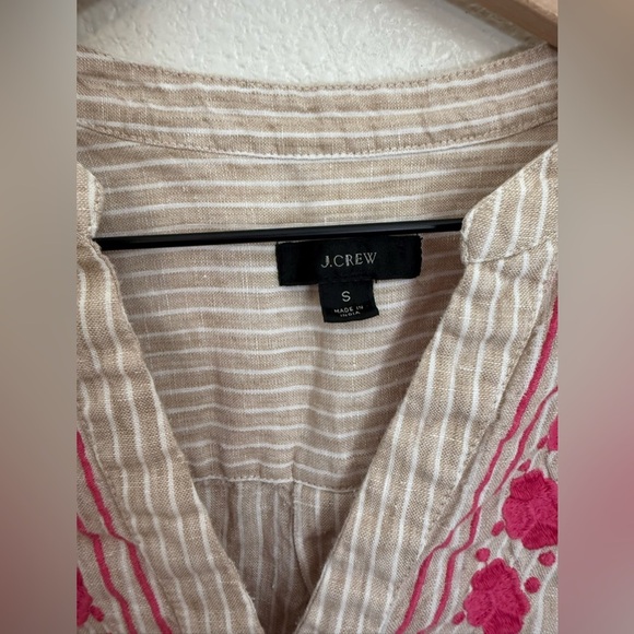 J. Crew Linen Embroidered Long Sleeve Tunic Small - Picture 2 of 7